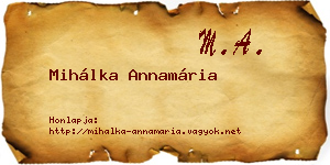 Mihálka Annamária névjegykártya
